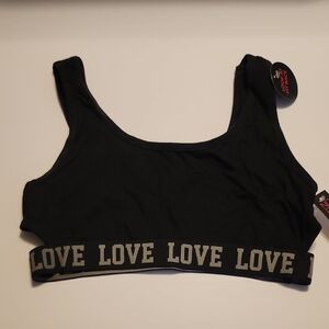 Nobo Black Sports Bra with Love Band